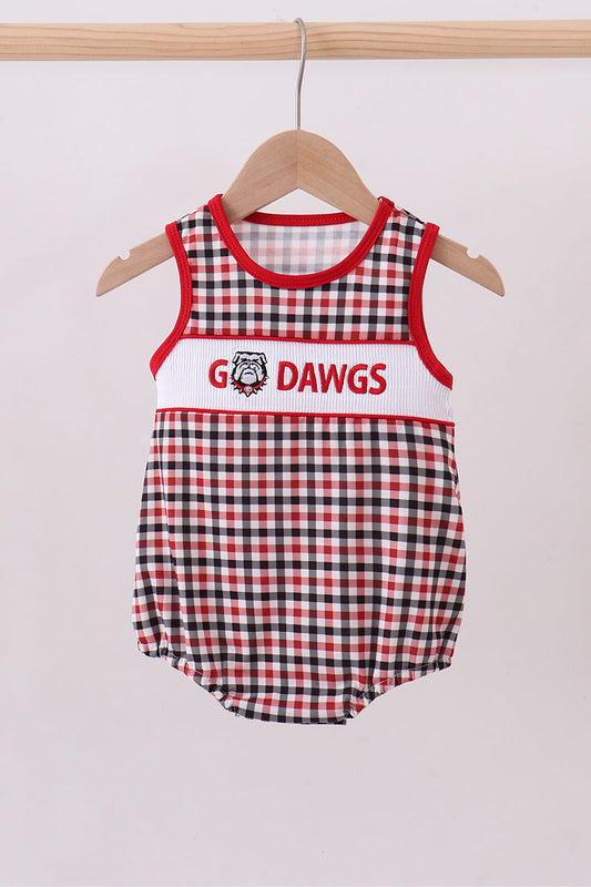 Georgia go dawgs embroidery plaid bubble - Cloudling Kids Clothing