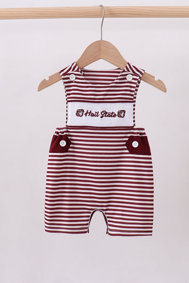 Mississippi Hail State smocked stripe jonjon - Cloudling Kids Clothing