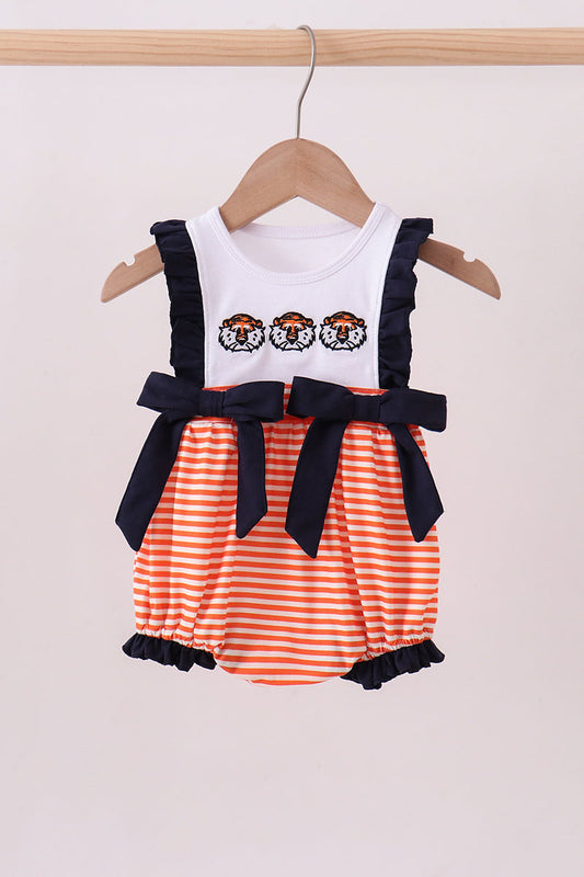 Auburn embroidery ruffle stripe bubble - Cloudling Kids Clothing