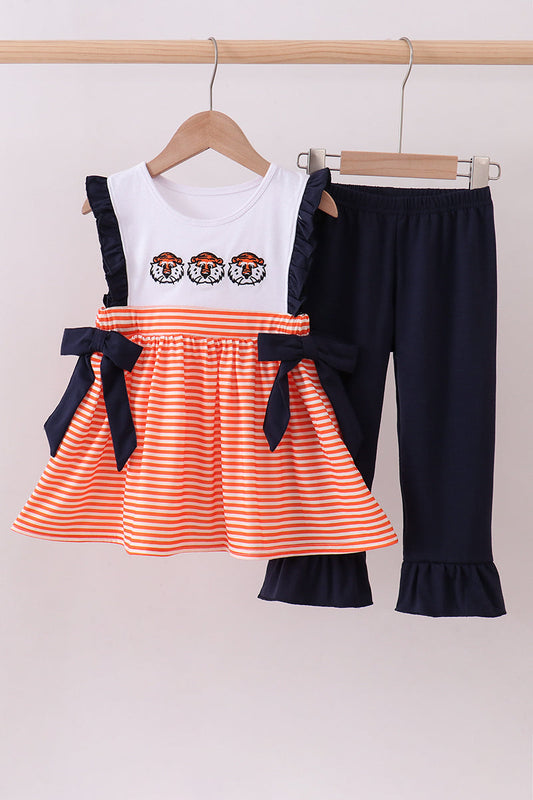 Auburn embroidery ruffle stripe pants set - Cloudling Kids Clothing