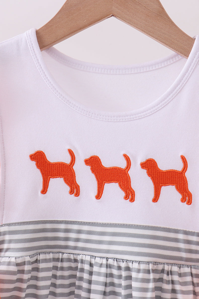 Orange Tennessee embroidery stripe ruffle pants set - Cloudling Kids Clothing