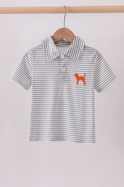 Orange Tennessee embroidery stripe button down shirt - Cloudling Kids Clothing