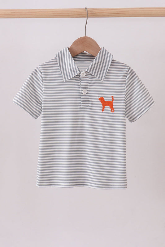 Orange Tennessee embroidery stripe button down shirt - Cloudling Kids Clothing