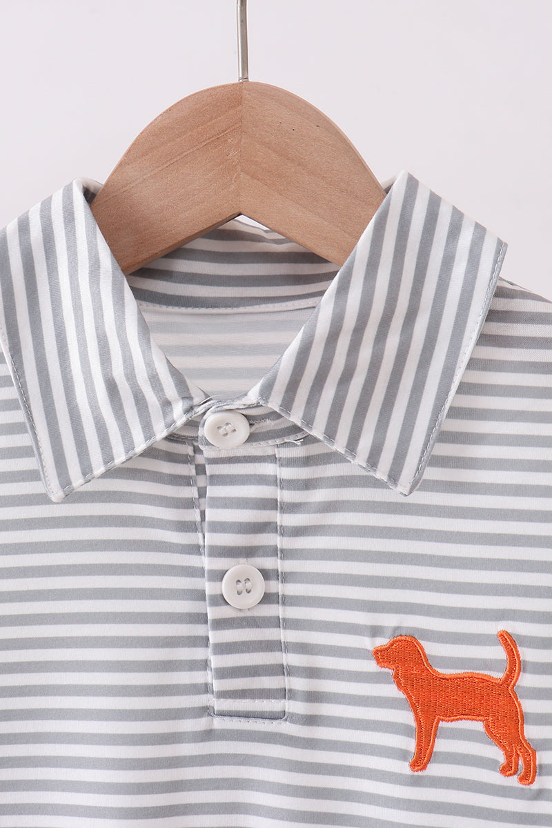 Orange Tennessee embroidery stripe button down shirt - Cloudling Kids Clothing