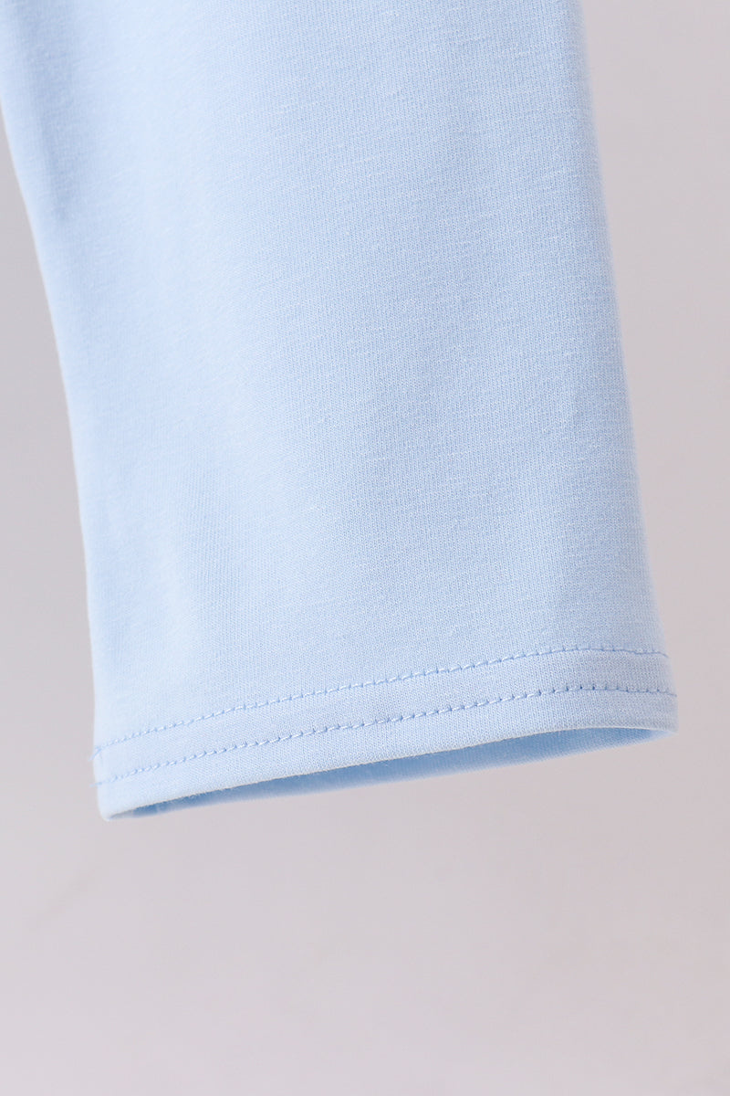 Blue floral bow pants set - Cloudling Kids Clothing