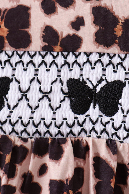 Leopard butterfly smocked ruffle bloomer set - Cloudling Kids Clothing