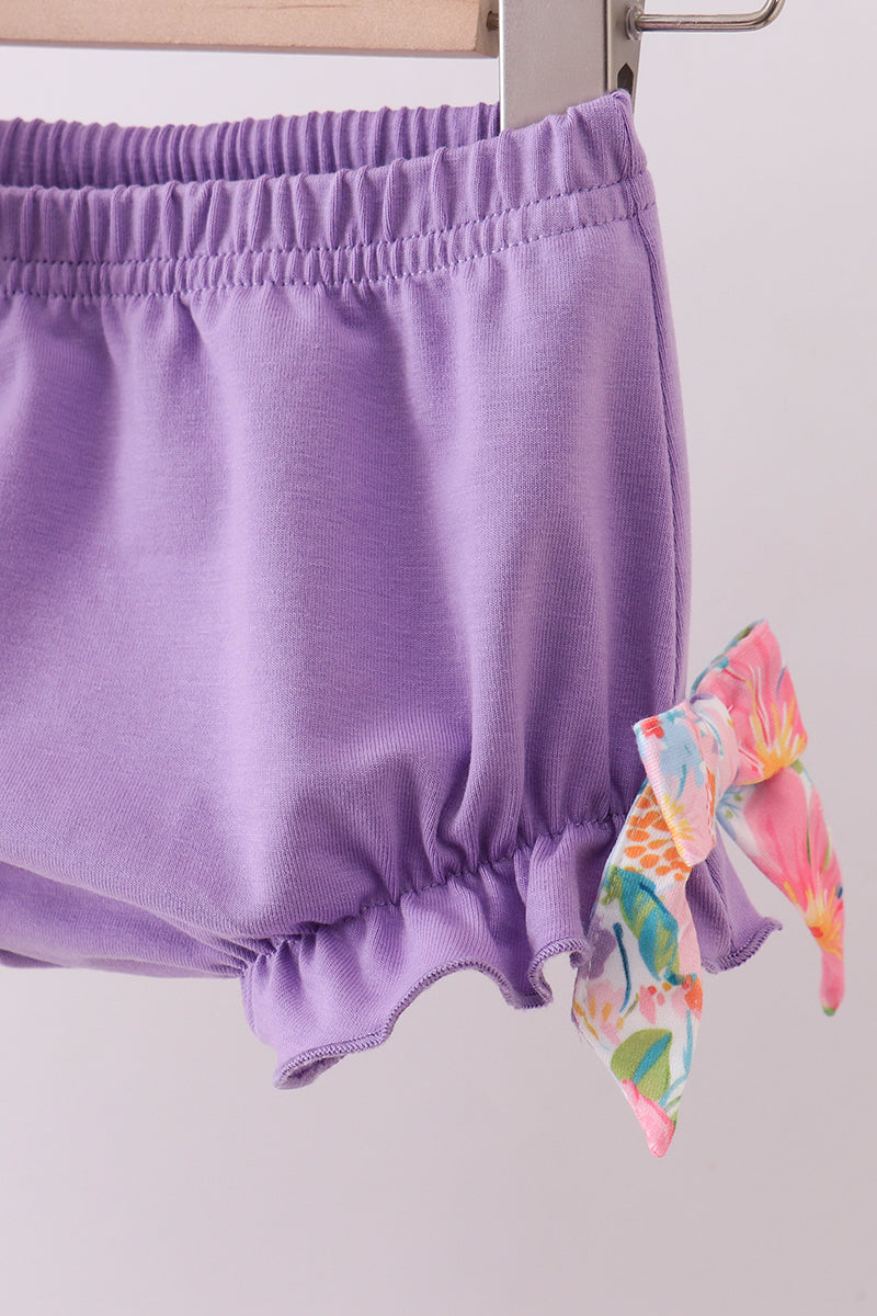 Purple floral daddy's girl smocked ruffle bloomer set - Cloudling Kids Clothing