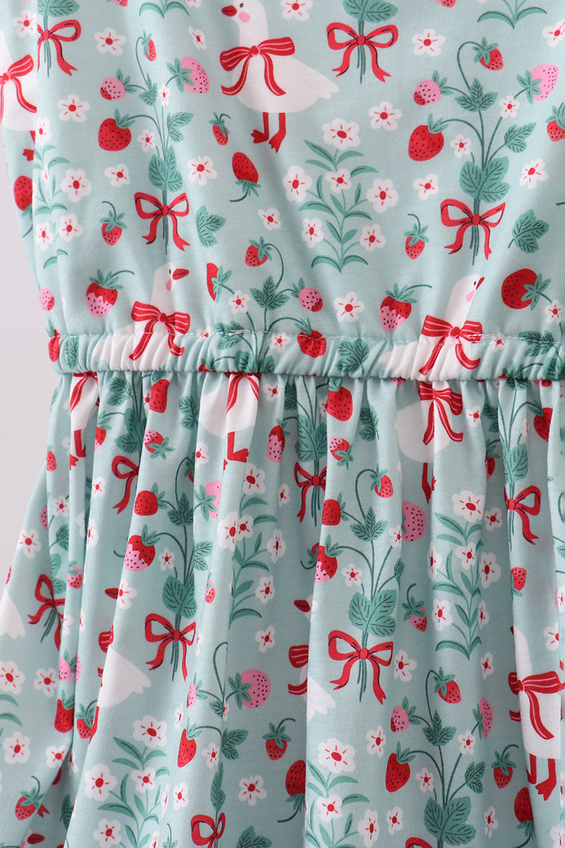 Starwberry goose print women dress - Cloudling Kids Clothing