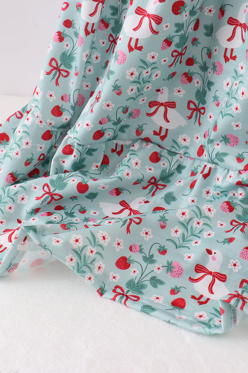 Starwberry goose print women dress - Cloudling Kids Clothing