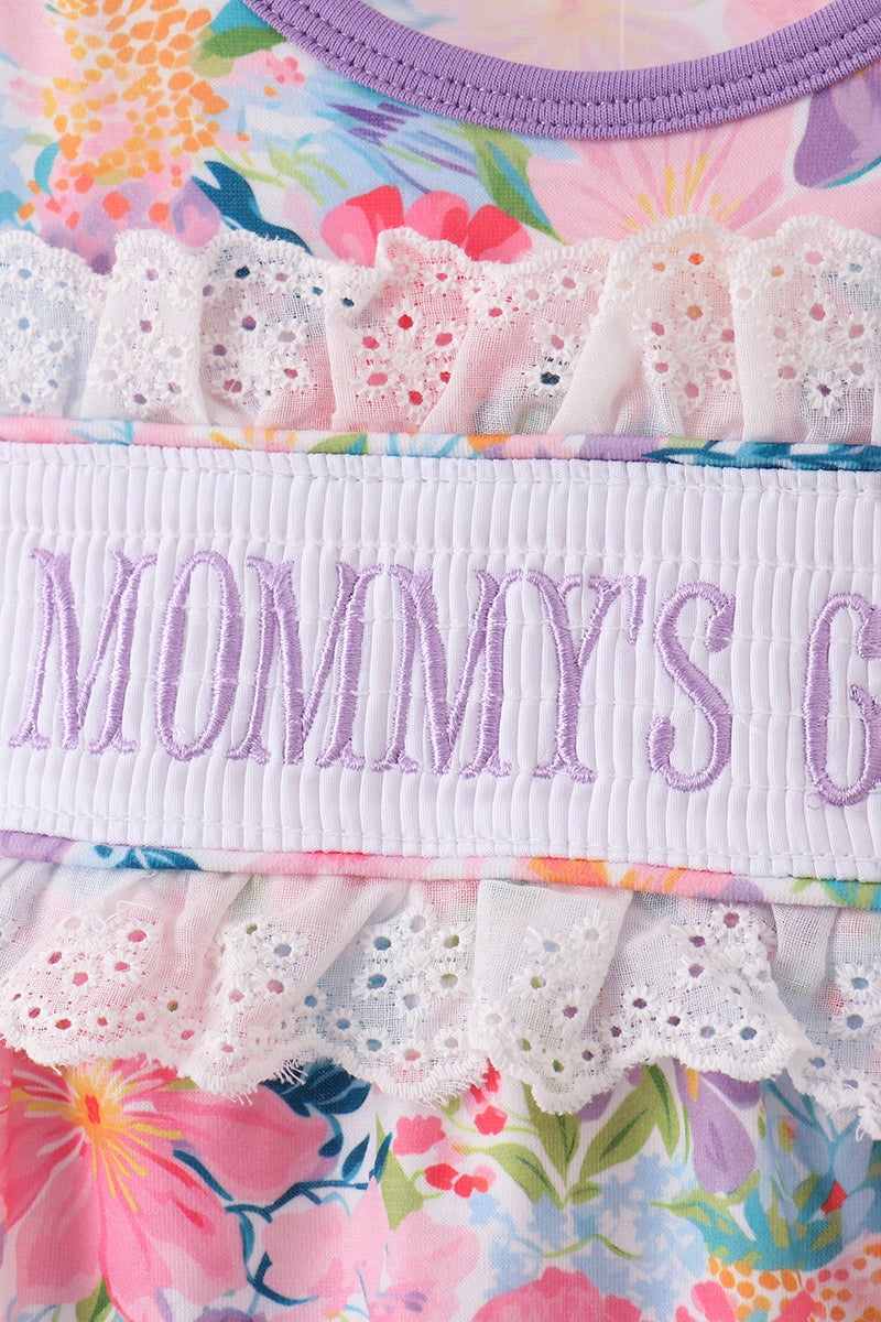 Purple MOMMY'S GIRL smocked ruffle bubble - Cloudling Kids Clothing