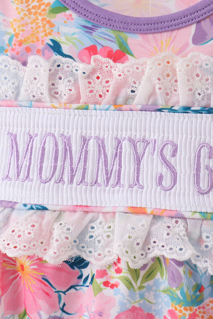 Purple MOMMY'S GIRL smocked ruffle bubble - Cloudling Kids Clothing