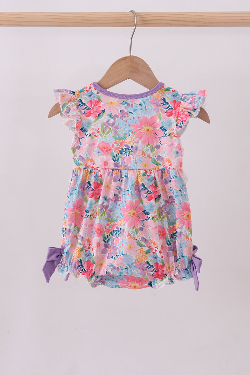 Purple MOMMY'S GIRL smocked ruffle bubble - Cloudling Kids Clothing