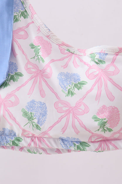 Blue bow floral women 2pc swimsuit - Cloudling Kids Clothing