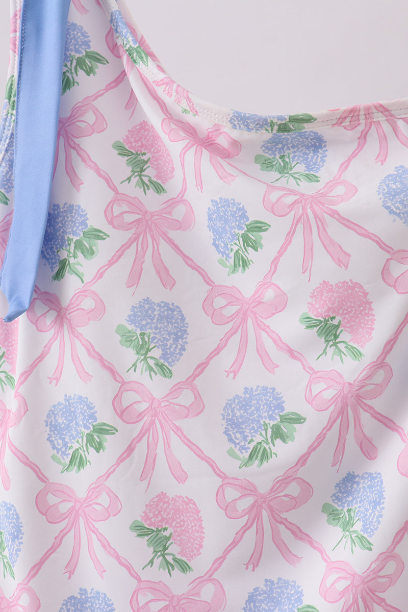 Blue bow floral women swimsuit - Cloudling Kids Clothing