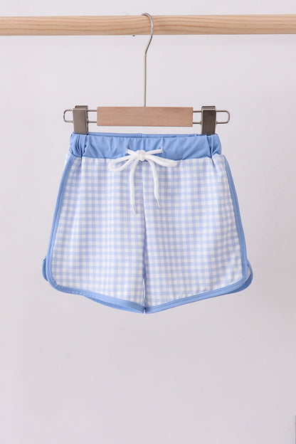 Blue gingham swim trunks - Cloudling Kids Clothing