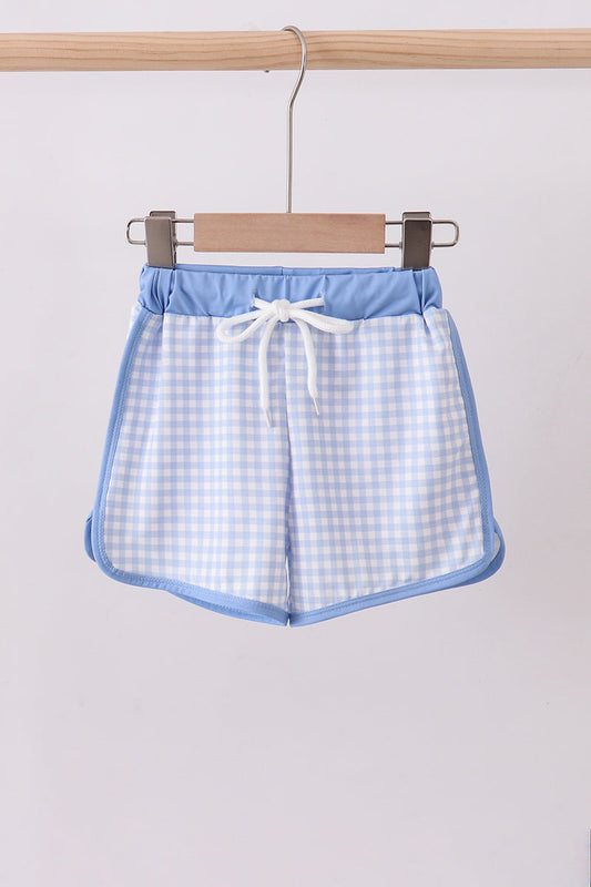 Blue gingham swim trunks - Cloudling Kids Clothing