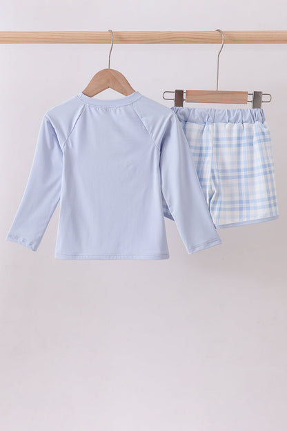 Blue whale applique 2pc swimsuit - Cloudling Kids Clothing