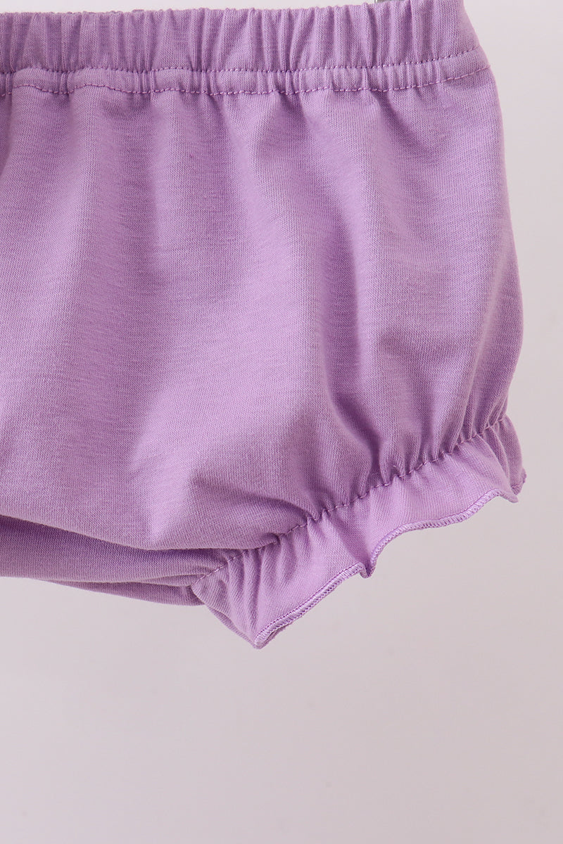 Purple floral smocked ruffle bloomer set - Cloudling Kids Clothing