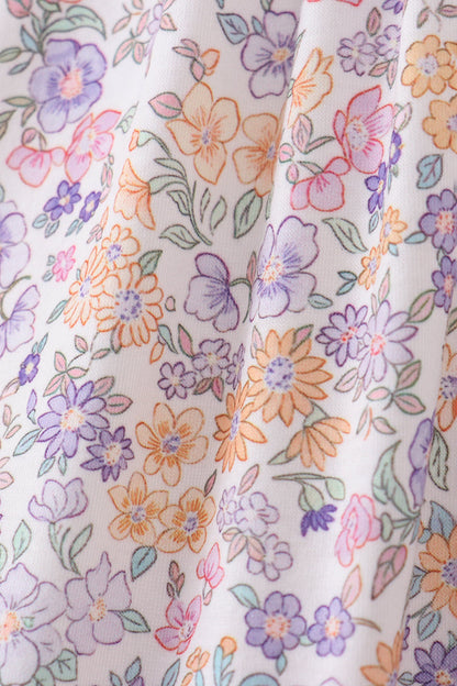 Purple floral smocked ruffle bloomer set - Cloudling Kids Clothing