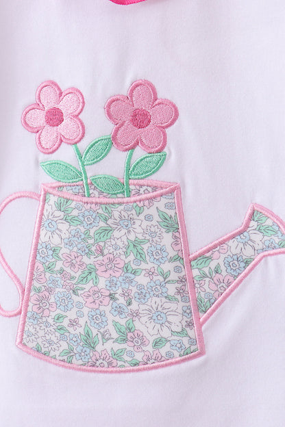 Floral applique ruffle skort set - Cloudling Kids Clothing