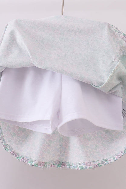 Floral applique ruffle skort set - Cloudling Kids Clothing