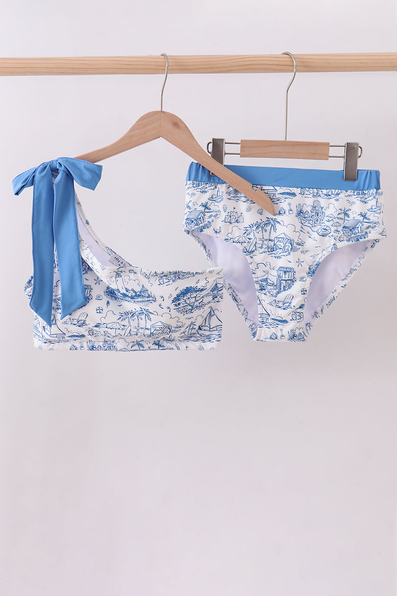 Blue beach sea women swimsuit set - Cloudling Kids Clothing