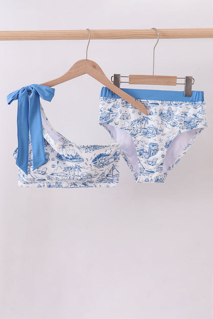Blue beach sea women swimsuit set - Cloudling Kids Clothing