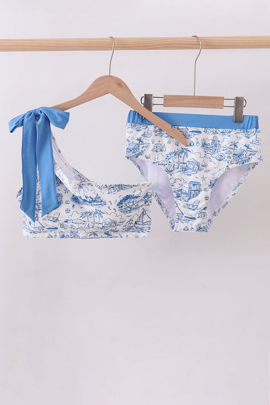 Blue beach sea women swimsuit set - Cloudling Kids Clothing
