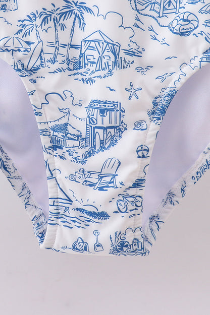Blue beach sea women swimsuit set - Cloudling Kids Clothing