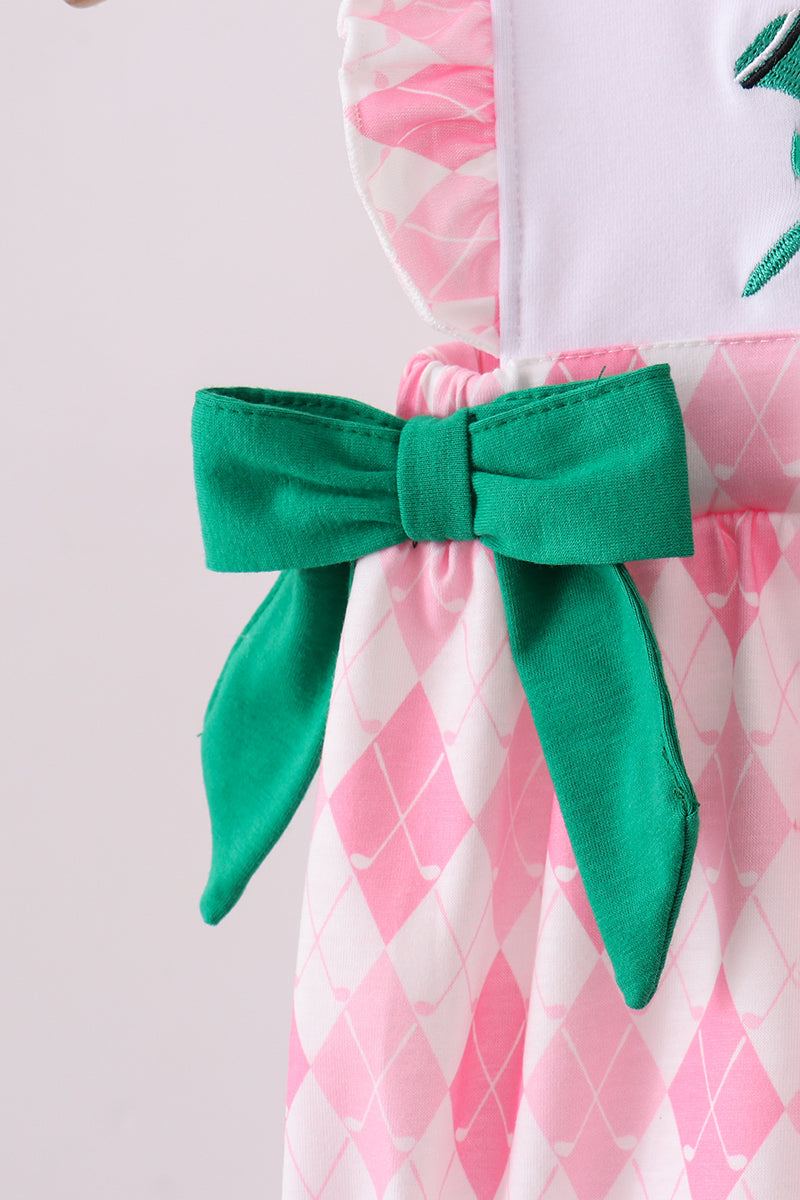 Green golf embroidery ruffle bubble - Cloudling Kids Clothing