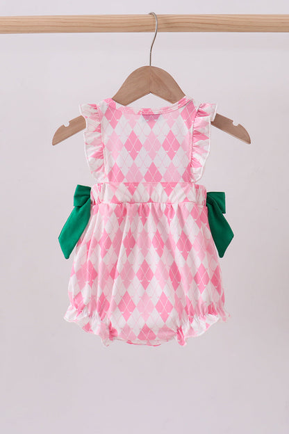 Green golf embroidery ruffle bubble - Cloudling Kids Clothing