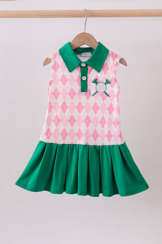 Green golf polo tennis dress - Cloudling Kids Clothing