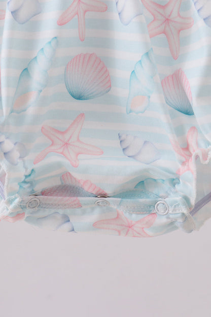 Pink shell starfish embroidery bow bubble