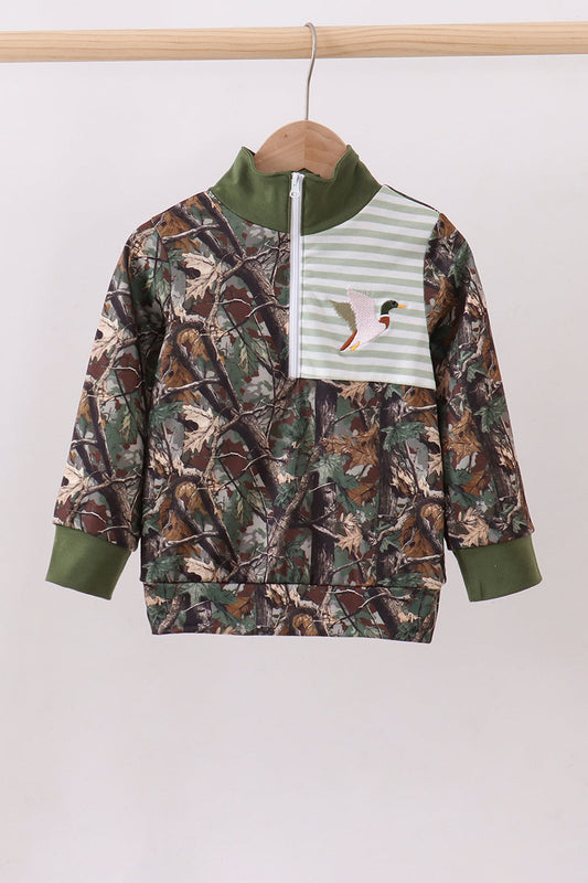 Camouflage duck embroidery pullover - Cloudling Kids Clothing