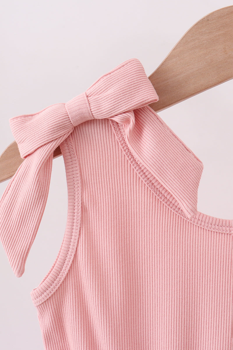 Pink character embroidery jumpsuit - Cloudling Kids Clothing