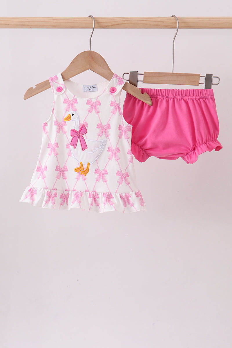 Goose Bow Appliqué Bloomer Set