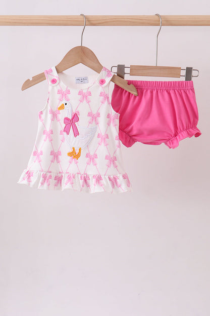 Goose Bow Appliqué Bloomer Set