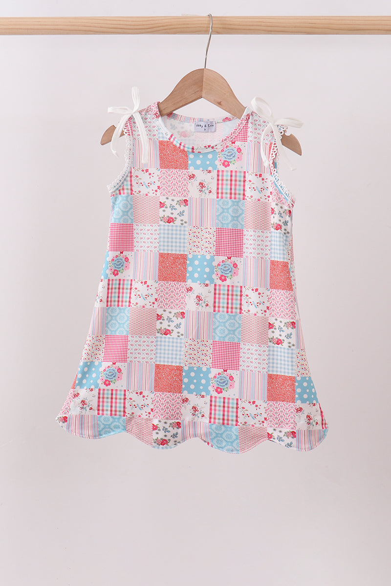 Pink floral patchwork dress
