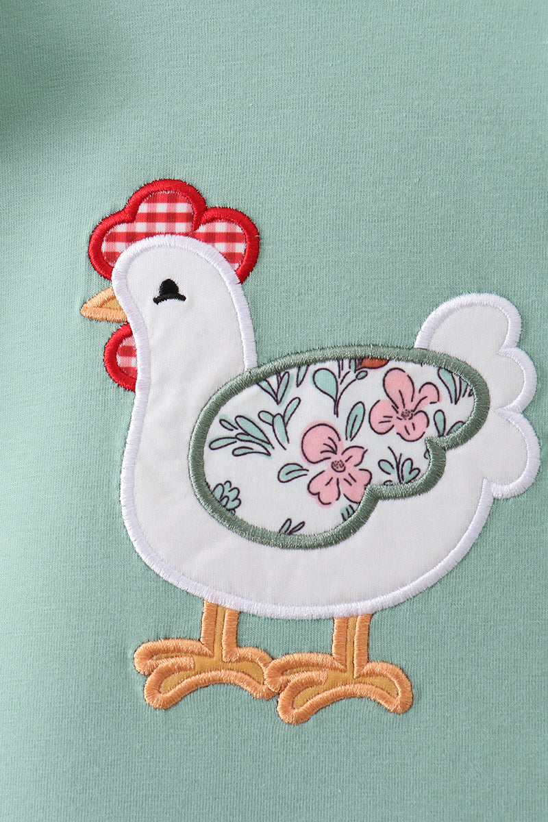 Sage Chicken Applique Bloomer Set