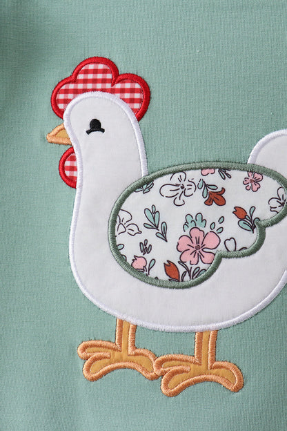 Sage Chicken Applique Set