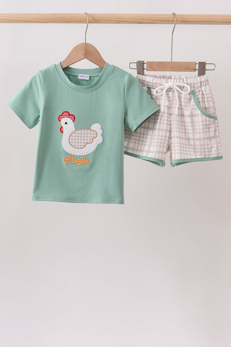 Sage Chicken Applique Set