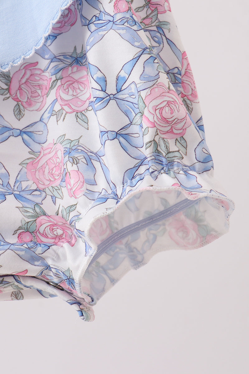 Blue Floral Bow Bubble