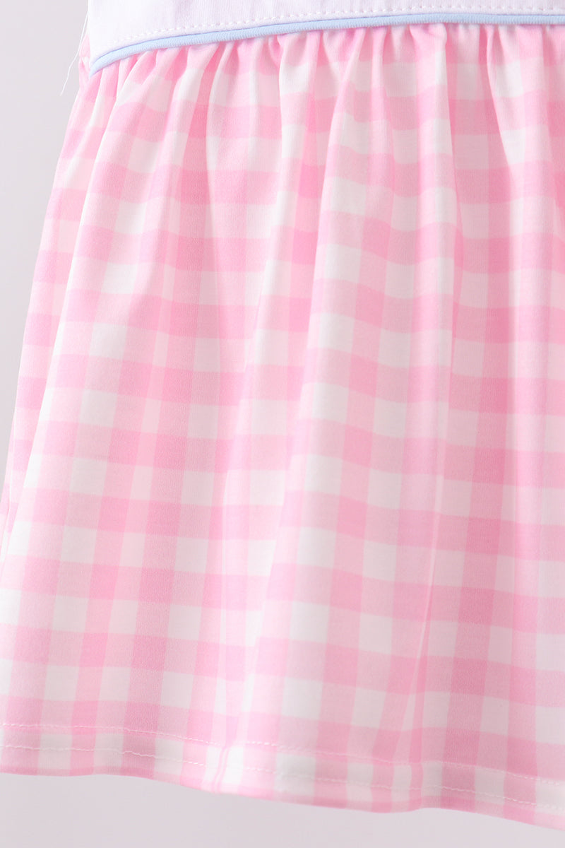 Pink Cow Plaid Embroidered Bloomer Set