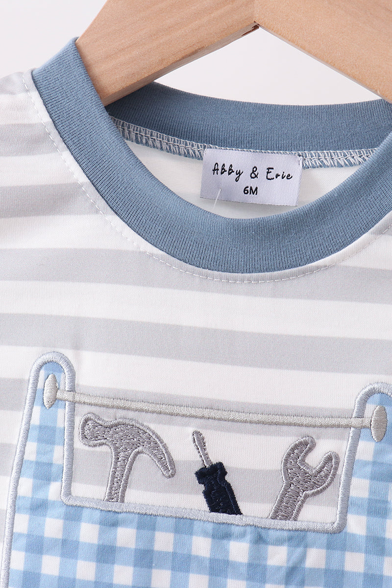 Blue Tool Applique Romper