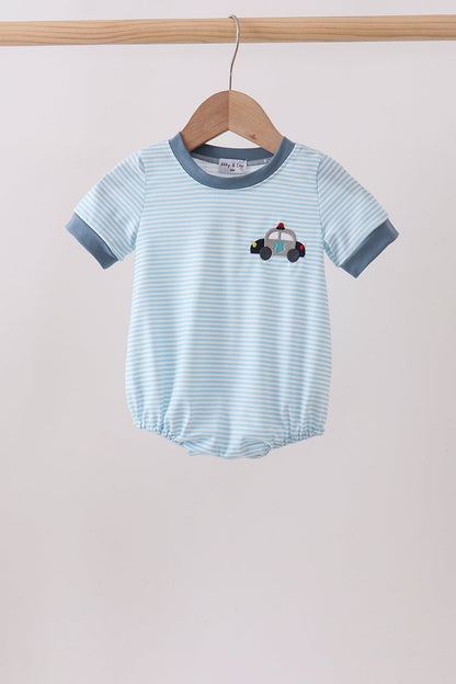 Blue Police Car Stripe Embroidered Bubble