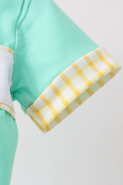 Mint Honey Bear Embroidered Romper