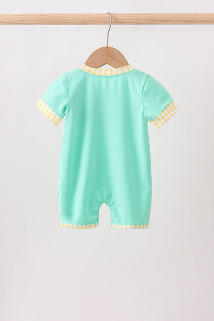 Mint Honey Bear Embroidered Romper
