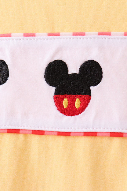 Mustard Character Plaid Embroidered Short Set