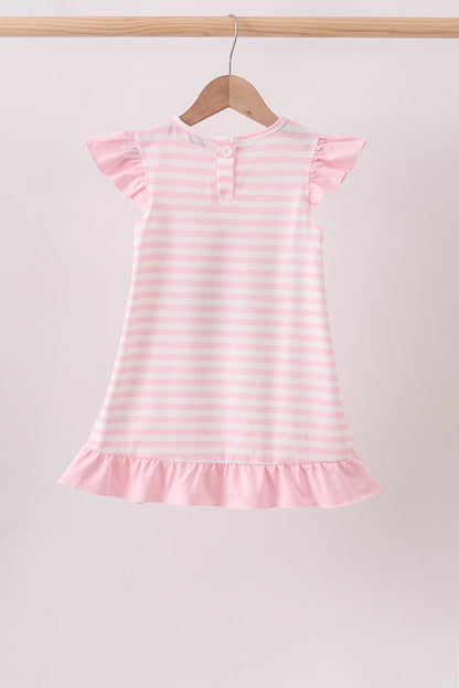 Pink Stripe Apple Book Appliqué Dress
