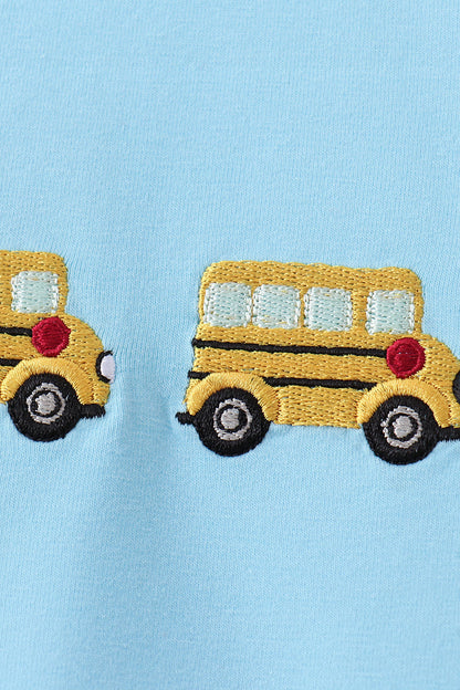 Blue Bus Embroidered Set